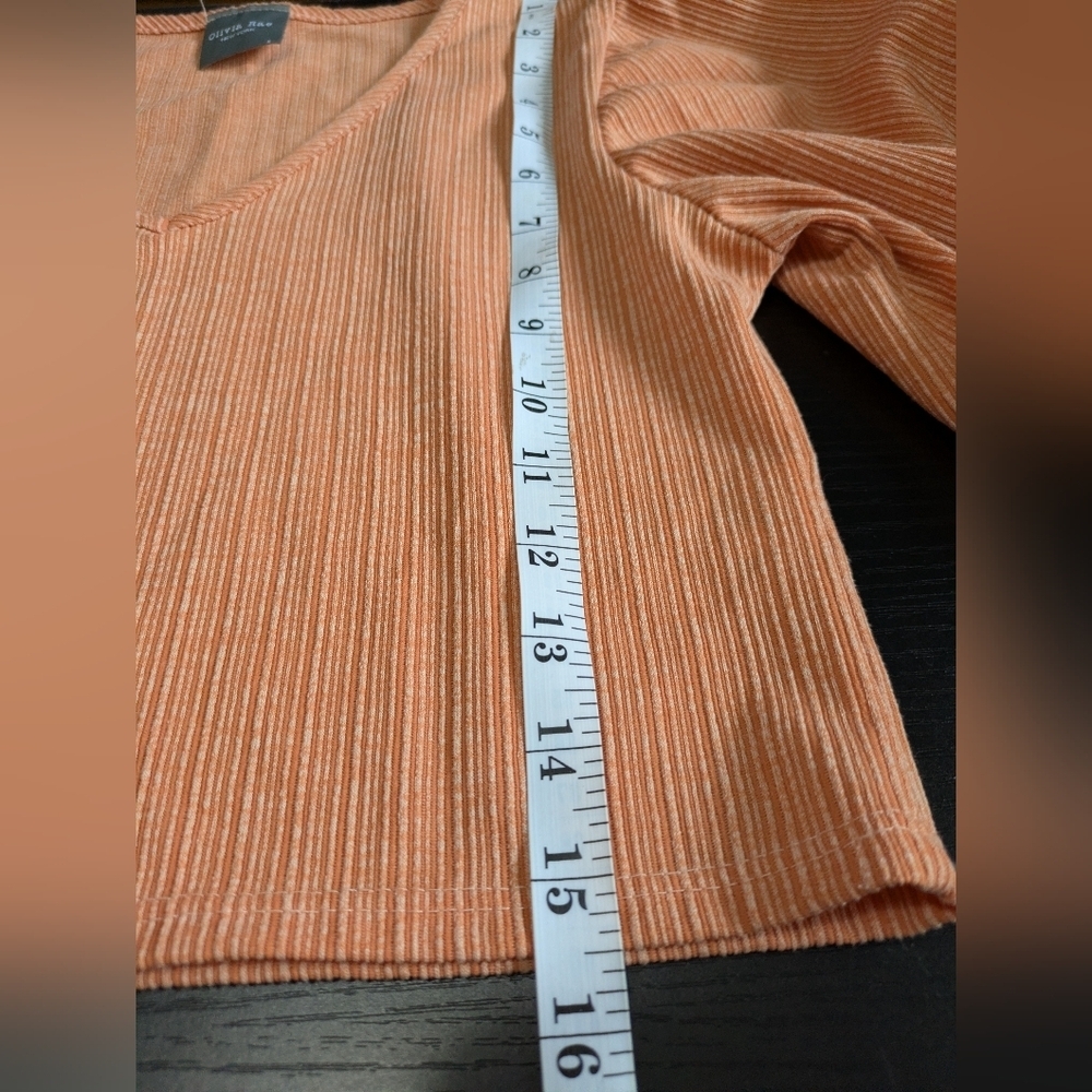 Olivia Rae Ribbed Orange Flare Two-Piece Set Small Tall - Picture 6 of 12